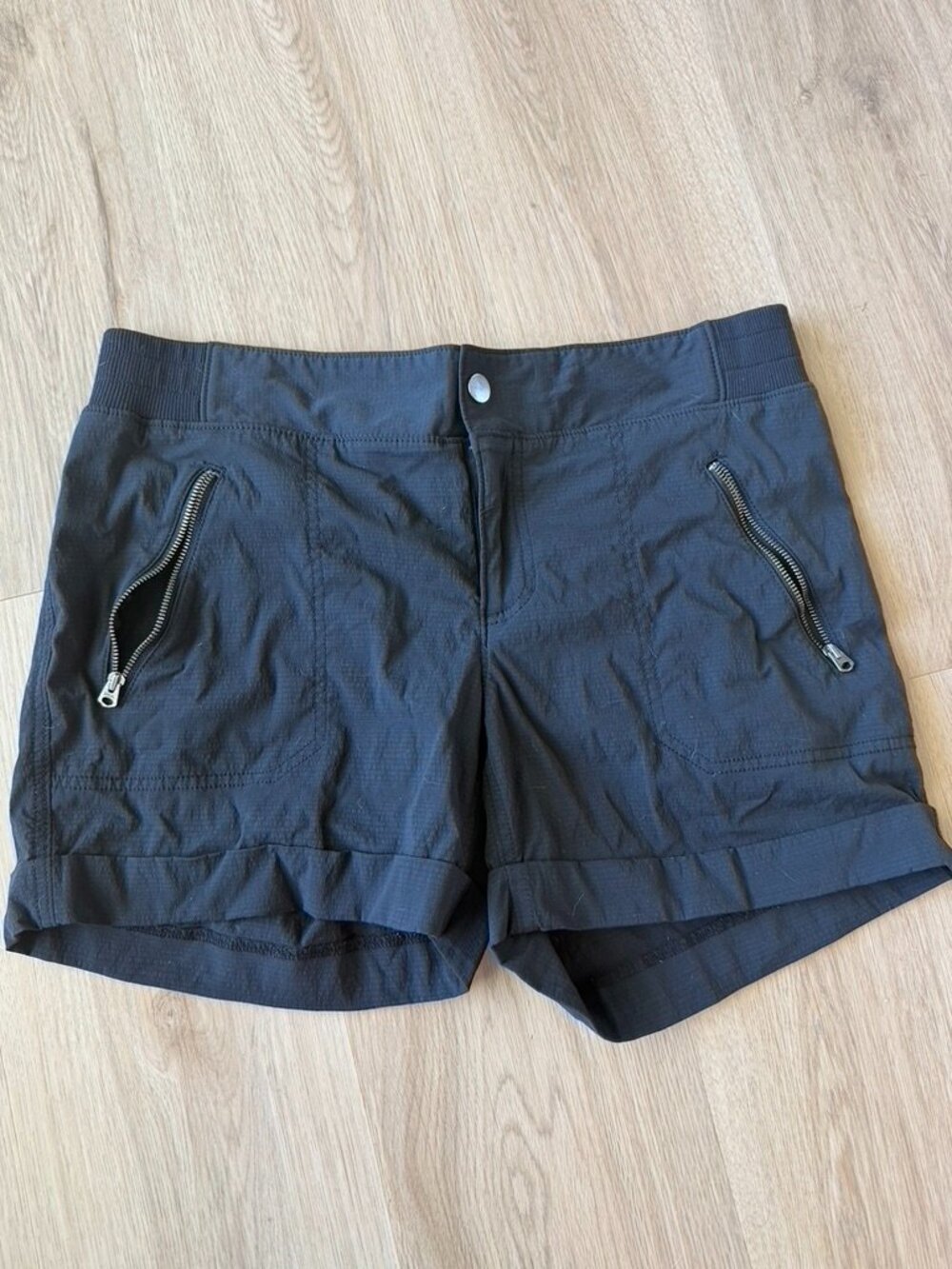Athleta Trekkie Shorts Black Nylon Spandex Hiking Active Women 14 537357